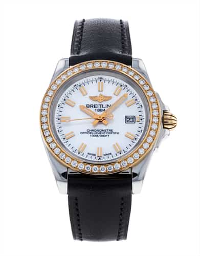 Breitling Galactic 32 Mother of Pearl White Baton Dial